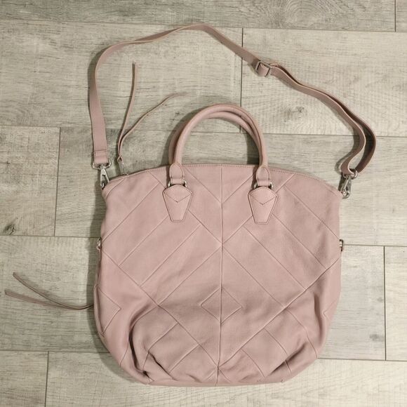 Christopher Kon Patchwork Leather Shoulder Bag Tote in Blush Pink - Picture 3 of 8